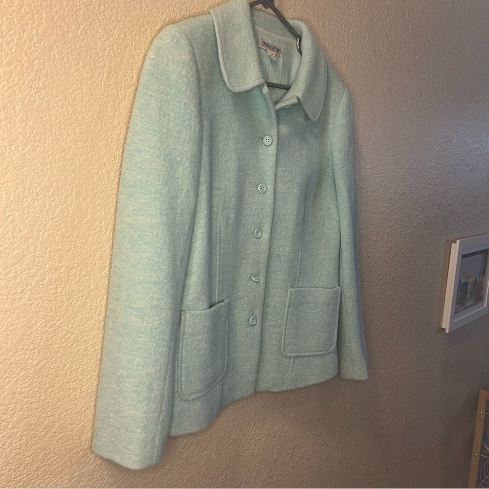 Pendleton Merino Wool Button Down Coat Tiffany Bl… - image 3